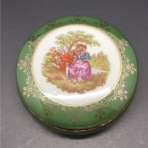 Vintage 4.5” Round Limoges France  Covered Trinket Box-No chips or cracks.